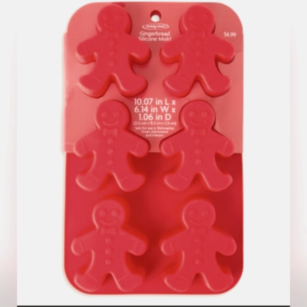 New Holiday Home Gingerbread Silicone Bakeware Mold. Mold makes 6 Gingerbread
